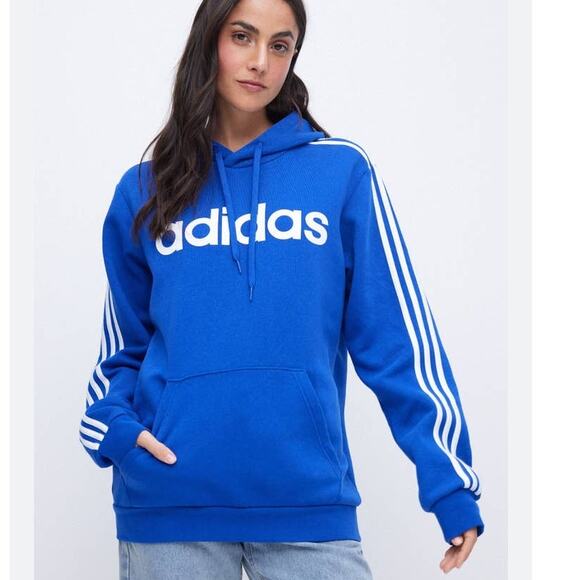 Adidas 3s 3 Stripes Blue Pullover Sweatshirt Hoodie size Small - Picture 4 of 9